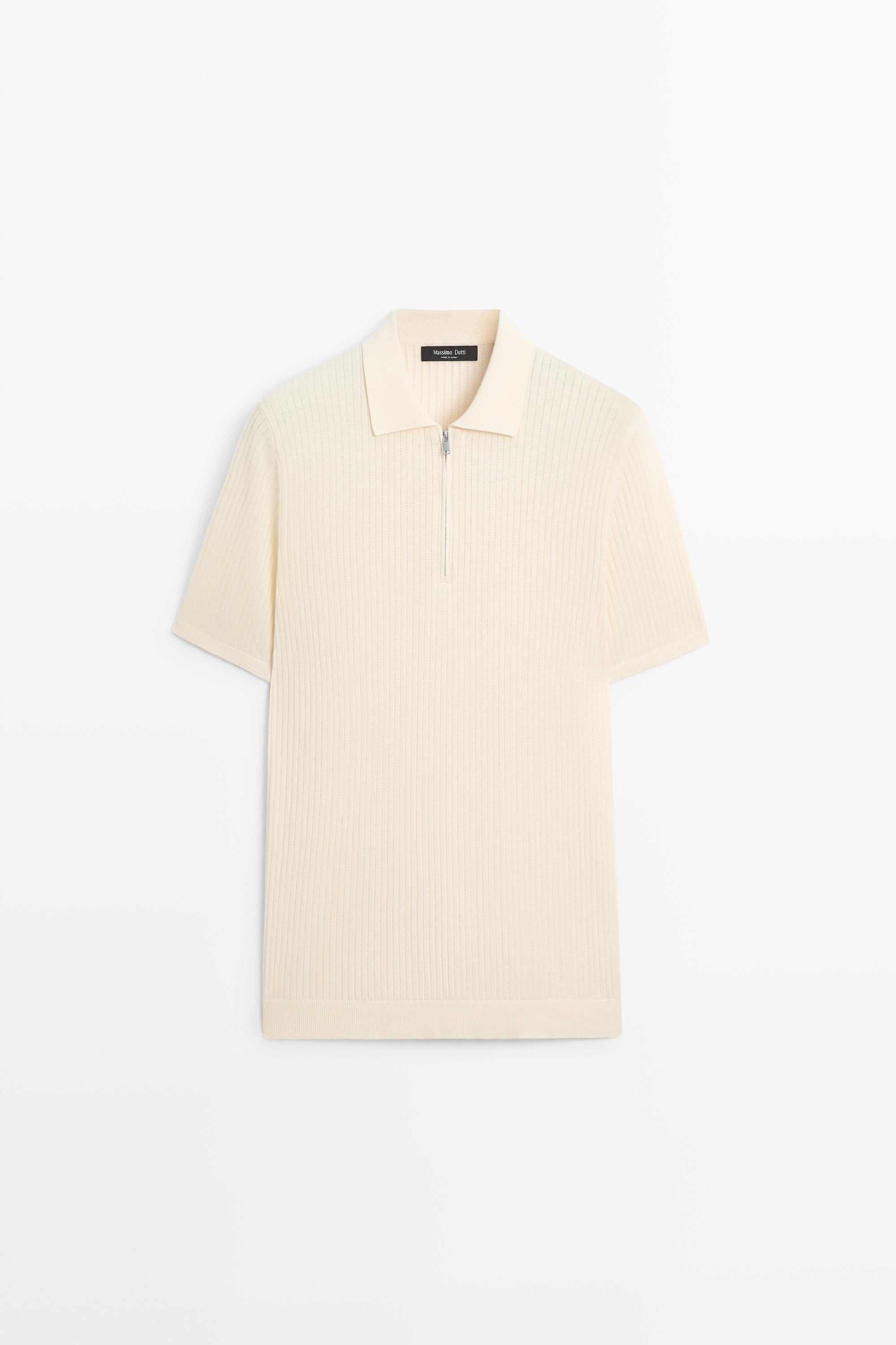 Cotton knit half-zip polo